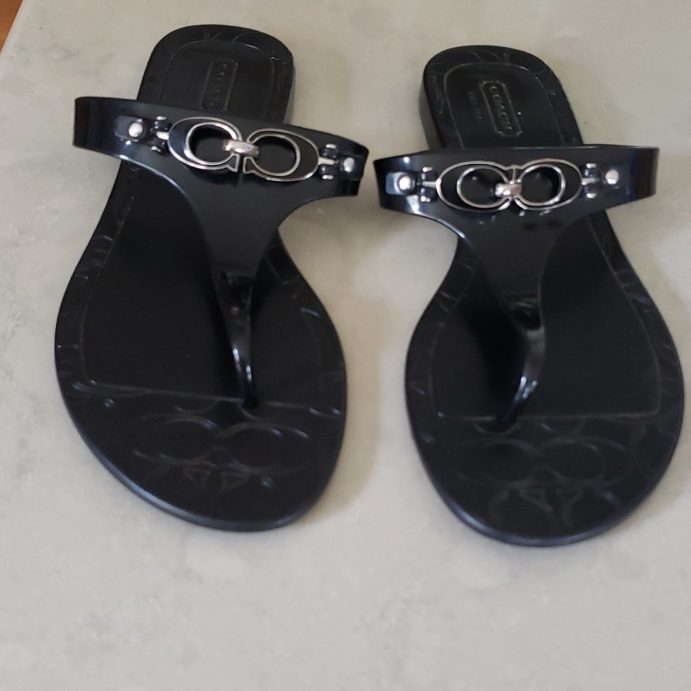 Black Sandals with Silver Accents